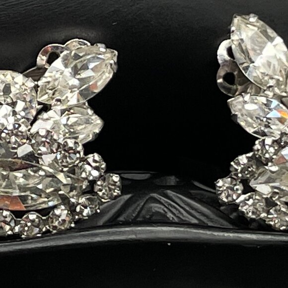 Vintage Signed Sherman Necklace Earring Set Clear Rhinestone Clip on Swarovski - Picture 4 of 11